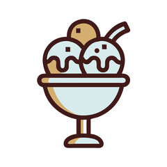 Ice Cream Sundae Dessert Bowl Icon Design