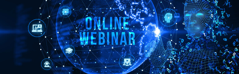 Business, Technology, Internet and network concept. Webinar e-learning. Training concept. 3d illustration