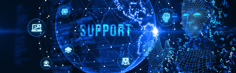 Business, Technology, Internet and network concept. Technical Support Center customer service. 3d illustration