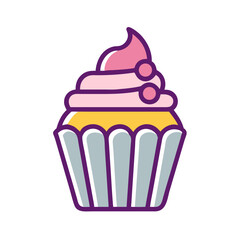 Cupcake Dessert with Frosting Icon Design