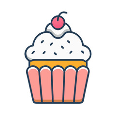 Cupcake Dessert with Frosting Icon Design