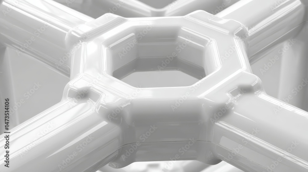 Poster Monochrome geometric elements interlock seamlessly, showcasing a smooth matte finish that emphasizes texture and design against a light, unobtrusive backdrop