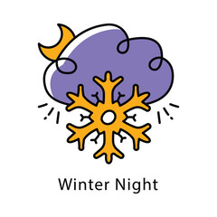 Winter Night Filled Outline icon. EPS 10 File