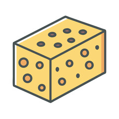Parmesan Cheese Block Piece Icon Design