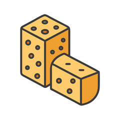 Parmesan Cheese Block Piece Icon Design