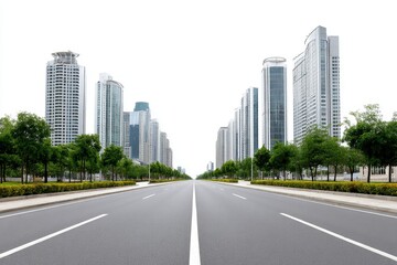 Stunning Cityscape Empty Street Skyscrapers