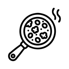 Frying Pan with Pizza Slice Icon Design