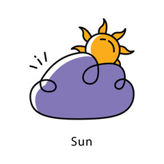 Sun Filled Outline icon. EPS 10 File