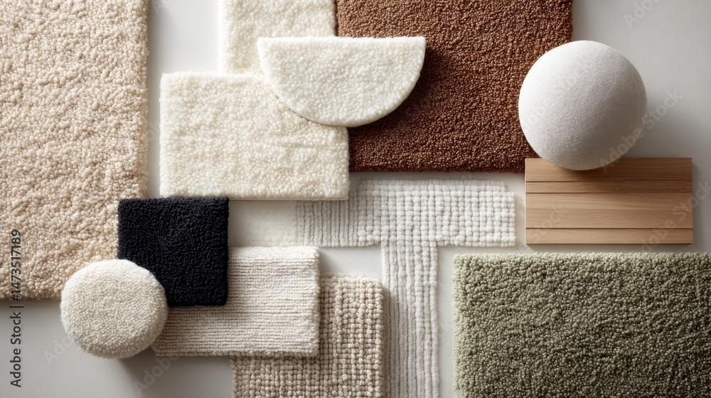 Aufkleber an abstract textile pattern showcases a variety of muted circular shapes and soft textures in warm b