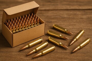Factory-made ammunition in a box, military ammunition