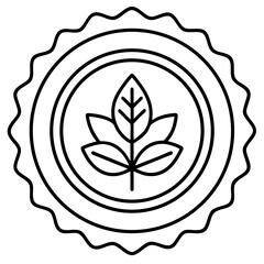 Organic Certification Seal Vector Line Art