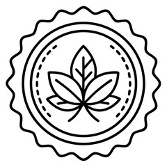 Organic Certification Seal Vector Line Art