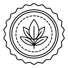 Organic Certification Seal Vector Line Art