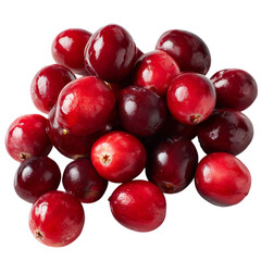 Fresh, vibrant cranberries on a transparent PNG background. Perfect for healthy food, organic, or holiday-themed designs. Ideal for SEO-friendly searches and stock trends.
