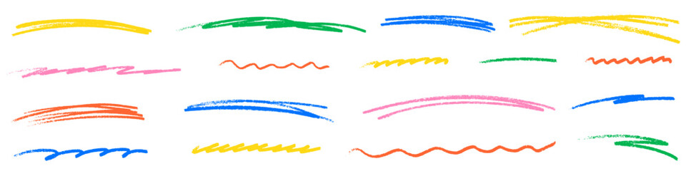 Crayon underline texture stripe on white background. Line for underline text with crayon brush. Scribble simple vector illustration