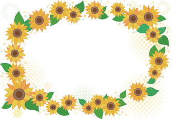 夏色ひまわりの花リース フレーム　横