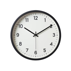 Modern Wall Clock with Bold Black Frame Isolated