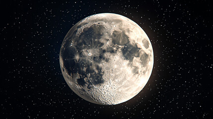 Fototapeta premium Captivating full moon illuminating clouds and stars in night sky, sky with moon and clouds