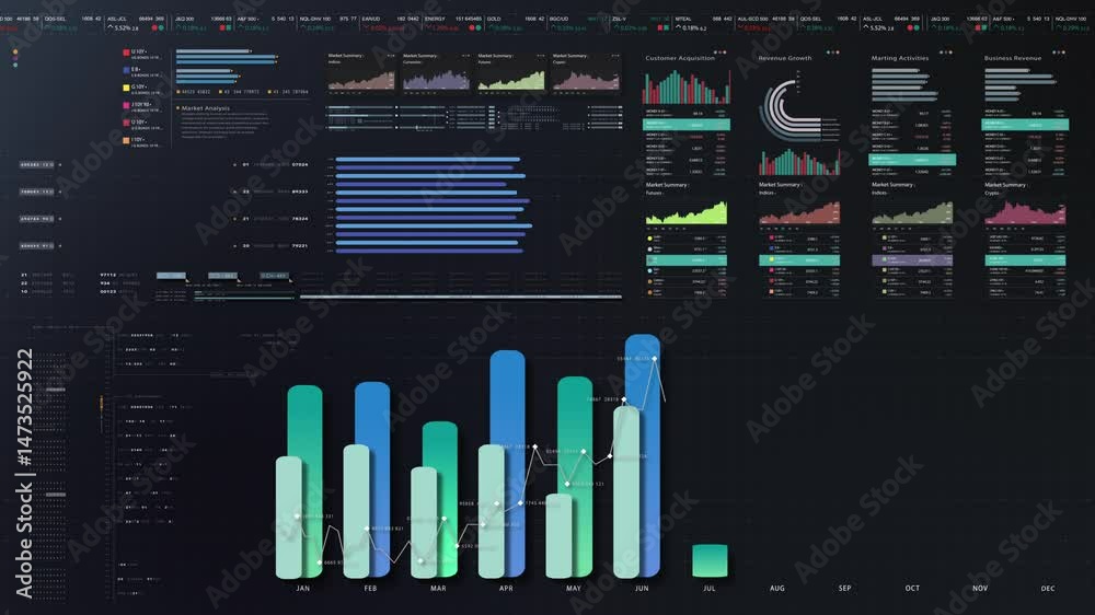 Fototapete dynamic data visuals for business info graphics, animated charts, and data-driven insights for a bus