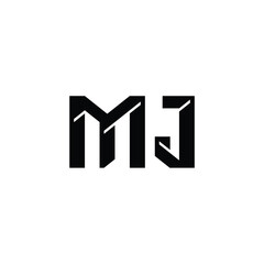 Obraz premium MJ monogram logo design letter text name symbol monochrome logotype alphabet character simple logo