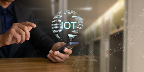 IoT Internet of Things Digital Business Concept Global Internet Network Connection Social Media Marketing Online Business All Connected Devices