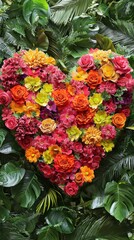 Gorgeous heart made of bright flowers capturing the essence of love and natural beauty