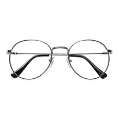 Round frame reading glasses isolated on transparent background