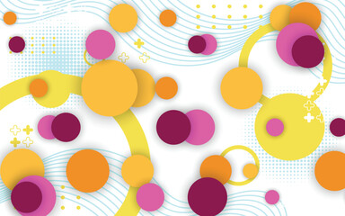 Decorative background with circle objects and fun colors
