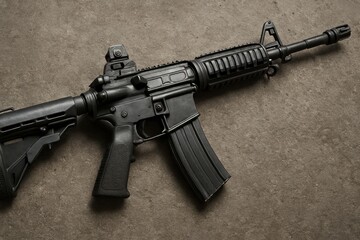 Close-up of modern AR-15 assault rifle, military weapon