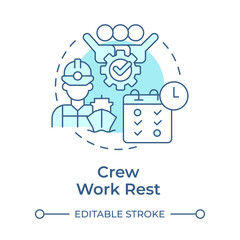 Crew work rest soft blue concept icon. Protecting vessel team health. Law regulation. Maritime staff management. Round shape line illustration. Abstract idea. Graphic design. Easy to use in booklet