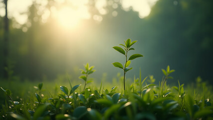 Fototapeta premium green grass in the morning