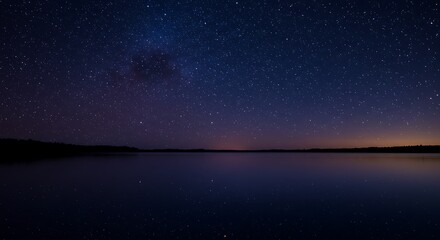 Fototapeta premium Mystical Starry Night Over Calm Lake
