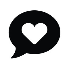 chat bubble heart black silhouette 
