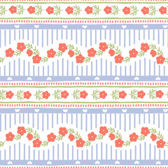 Retro Floral Striped Seamless Pattern in Scandinavian Style
