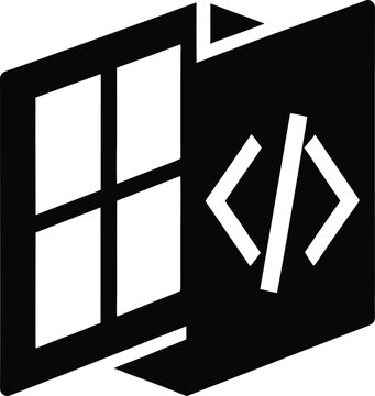 code window logo silhouette icon vector illustration