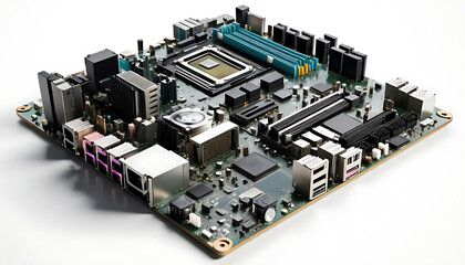 Computer Motherboard Close-Up: Electronic Circuitry