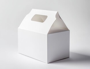 Blank white cardboard box with handle