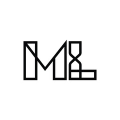 ML monogram logo design letter text name symbol monochrome logotype alphabet character simple logo