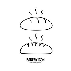 Bakery Icon with White Background Flat Design Vector Illustration. Editable Stroke