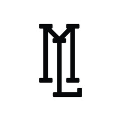 ML monogram logo design letter text name symbol monochrome logotype alphabet character simple logo