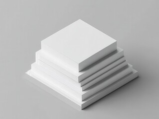 Stacked white squares, isometric view