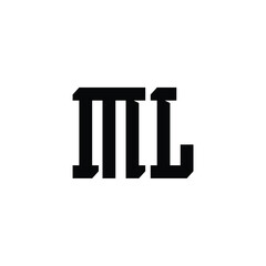 ML monogram logo design letter text name symbol monochrome logotype alphabet character simple logo