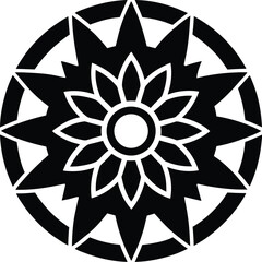 mandala circle logo silhouette icon vector illustration