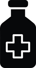 medicine bottle logo silhouette icon vector illustration