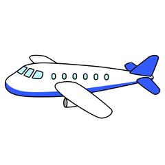 シンプルな青い飛行機のイラスト
