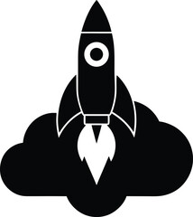 Rocket In Cloud Logo Icon Vector Illustration