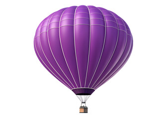 Fototapeta premium A vibrant purple hot air balloon gracefully floats against a stark transparent background