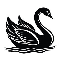 Obraz premium Swan silhouette, graceful on water, vector logo