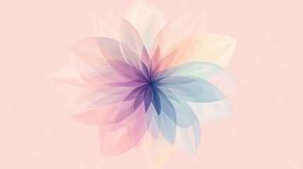 Obraz premium A clean geometric flower illustration in soft pastel tones.