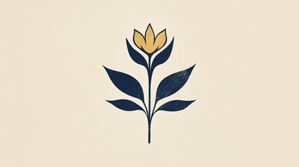 A minimalist logo design featuring an elegant floral emblem.